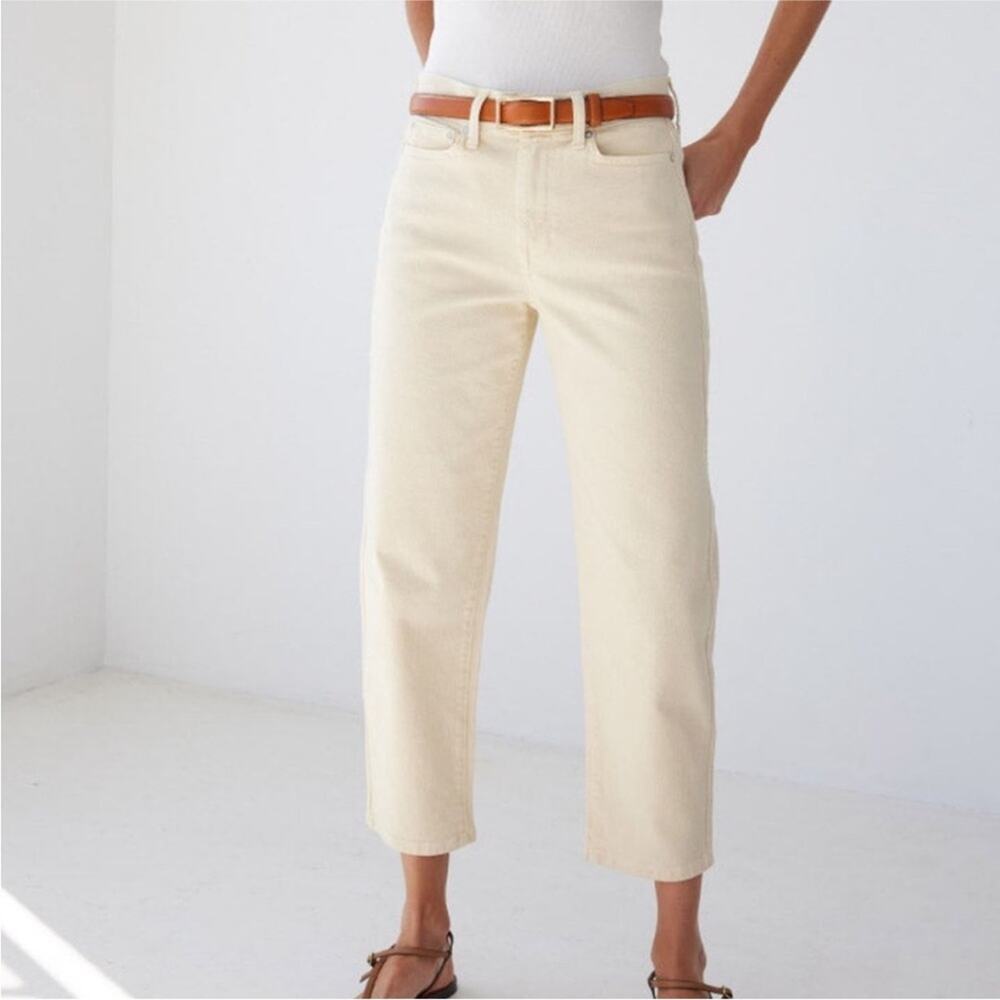 AYR The Beat Drop Jeans Barrel Leg in Straw Hat Cream Tan Preppy Minimalist 34